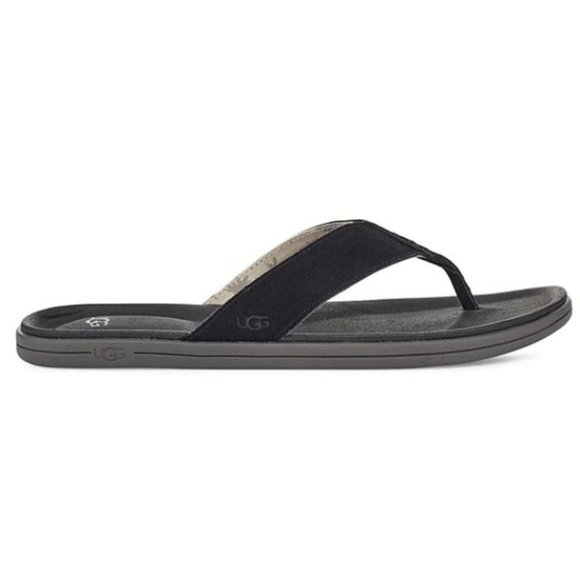 NEW UGG Size 13 Men's Brookside Suede Flip Flops - Black - Picture 2 of 6